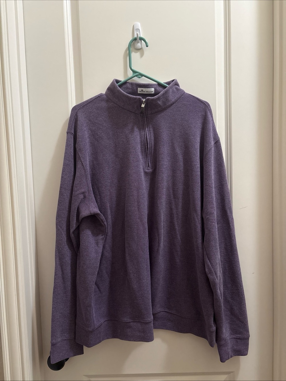Peter Millar Sweater Mens XXL Purple Cotton Blend Knit Quarter Zip Pullover Golf
